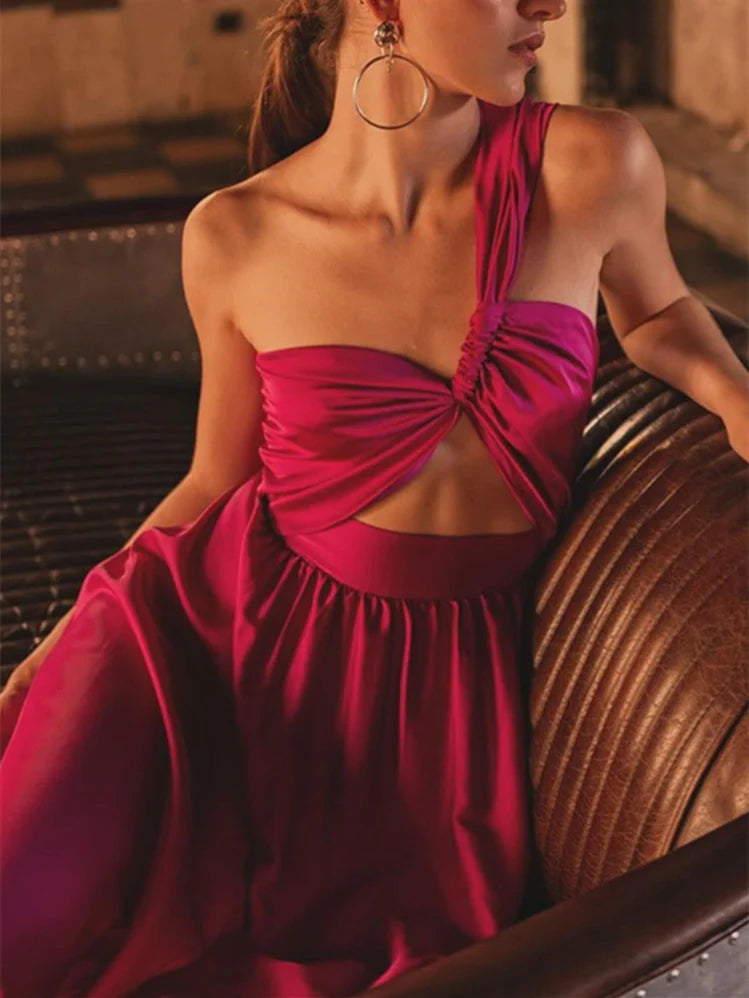 Wholesa A-Line One Shoulder Sleeveless Floor Length Cocktail Dresses