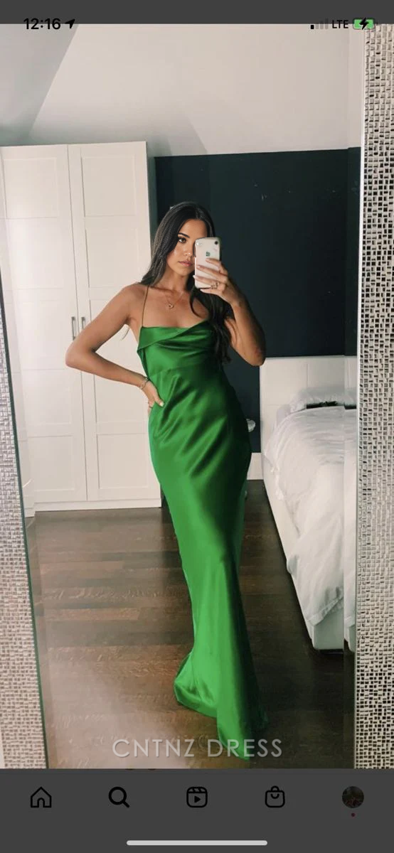 Wholesa Sheath Elegant Spaghetti Straps Green formal dresses Bridesmaid Dresses evening gown Prom Dress