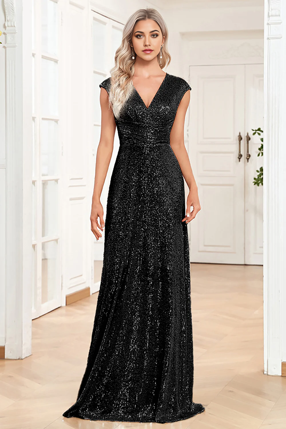 Wholesa A-Line Sparkly Sleeveless Mother of the Bride Dress