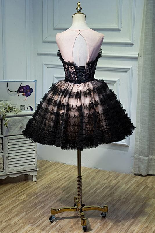 CNTNZ DRESS Hot Sale Homecoming Dress A Line Sheer Round Neck Tulle Bowknot Pretty Short Formal Dress Short Prom Dress