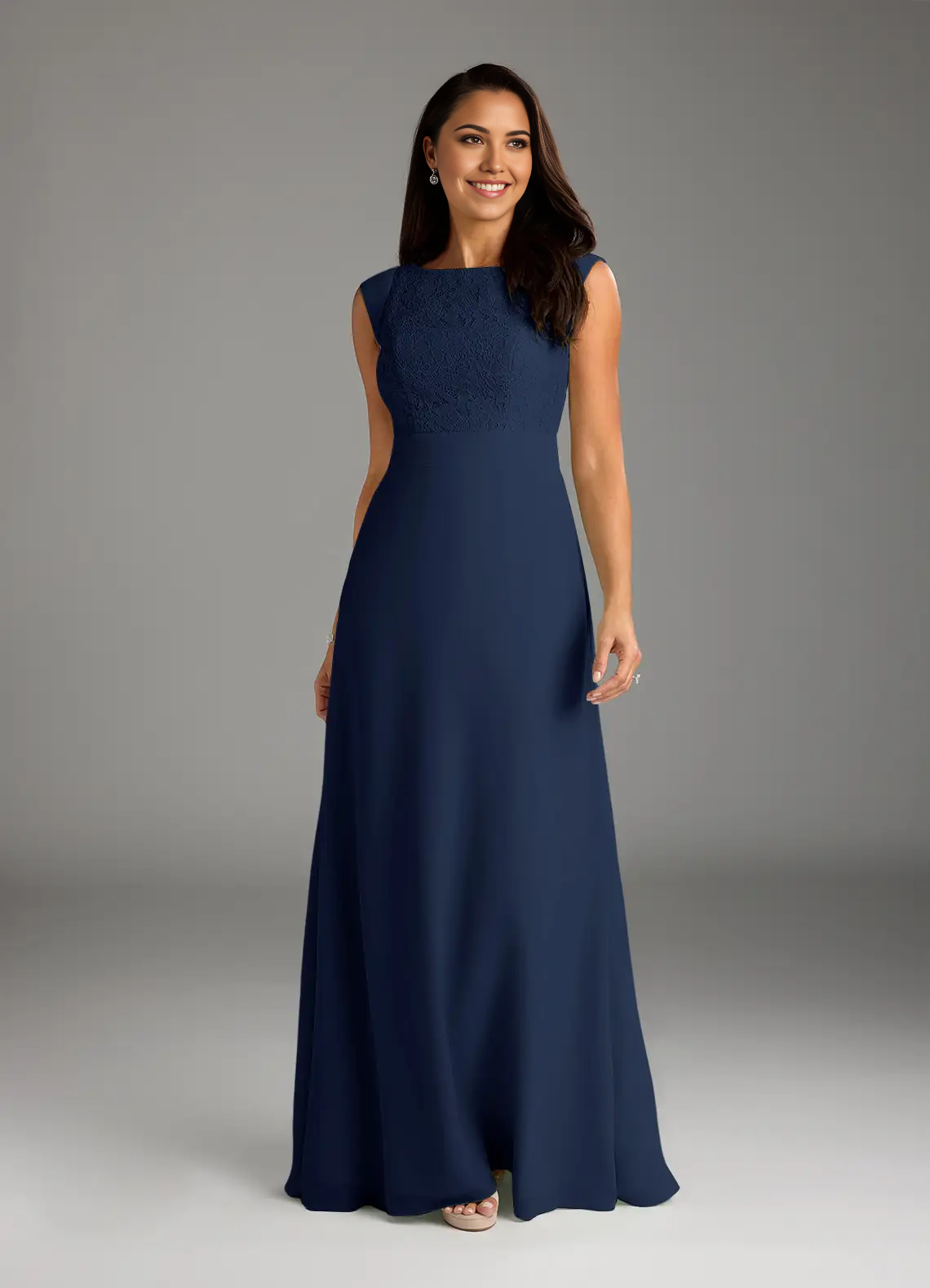 Wholesa A-Line Lace Chiffon Dark Navy formal dresses evening dress Mother of the Bride Dresses