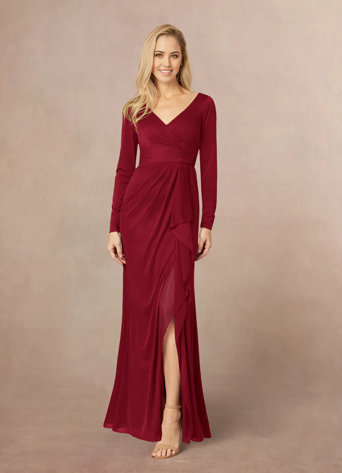 Wholesa Mermaid V-Neck Pleated Burgundy formal dresses evening dress Mother of the Bride Dresses