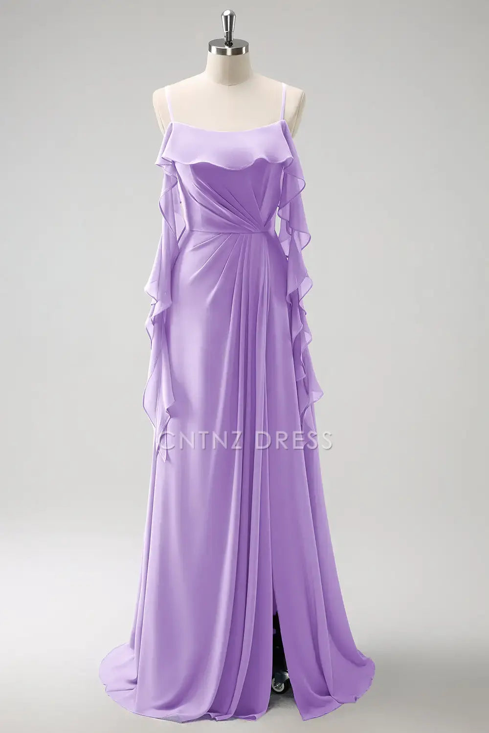 CNTNZ DRESS A Line Spaghetti Strap Ruched Side Fork Backless Elegant Fashion Long Hot Sale Prom Dress