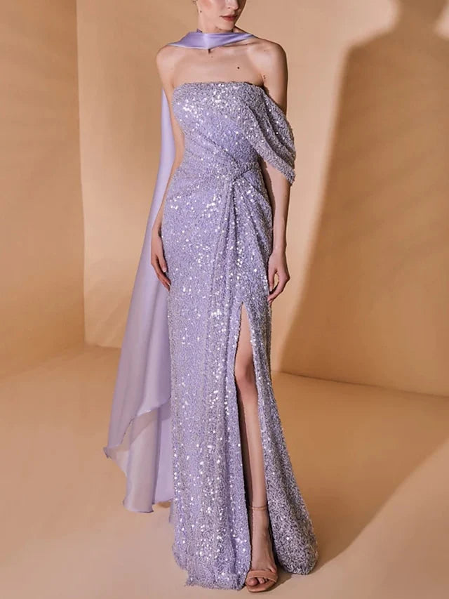 Wholesa Sheath Strapless Floor-Length Prom Dresses