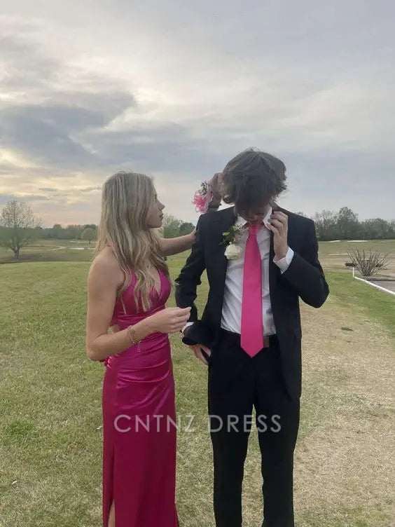 Wholesa Sheath V-Neck Hot Pink Long formal dresses Bridesmaid Dresses evening gown Prom Dress