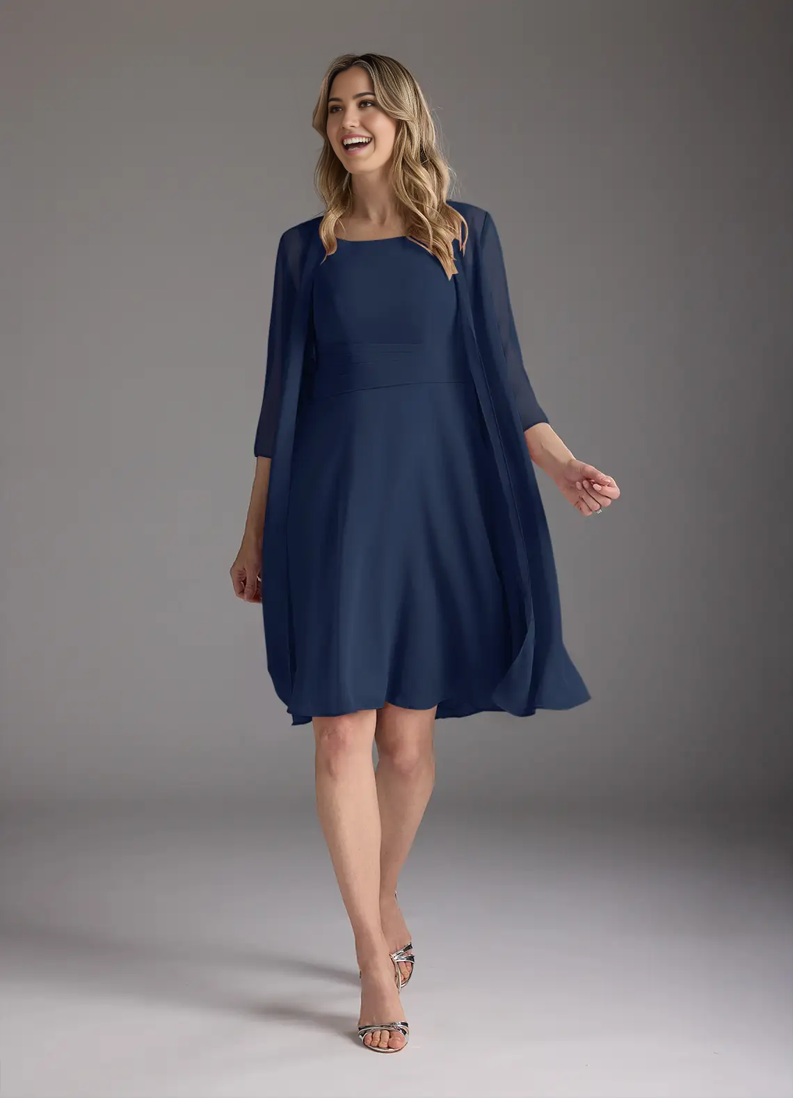 Wholesa A-Line Scoop Pleated Chiffon Dark Navy formal dresses Mother of the Bride Dresses