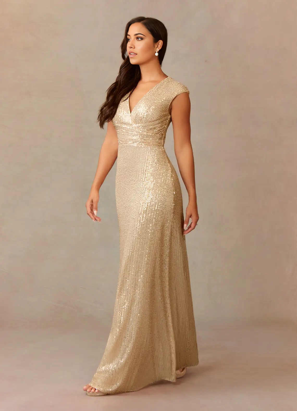 Wholesa A-Line V-Neck Ruched Champagne Mother of the Bride Dresses