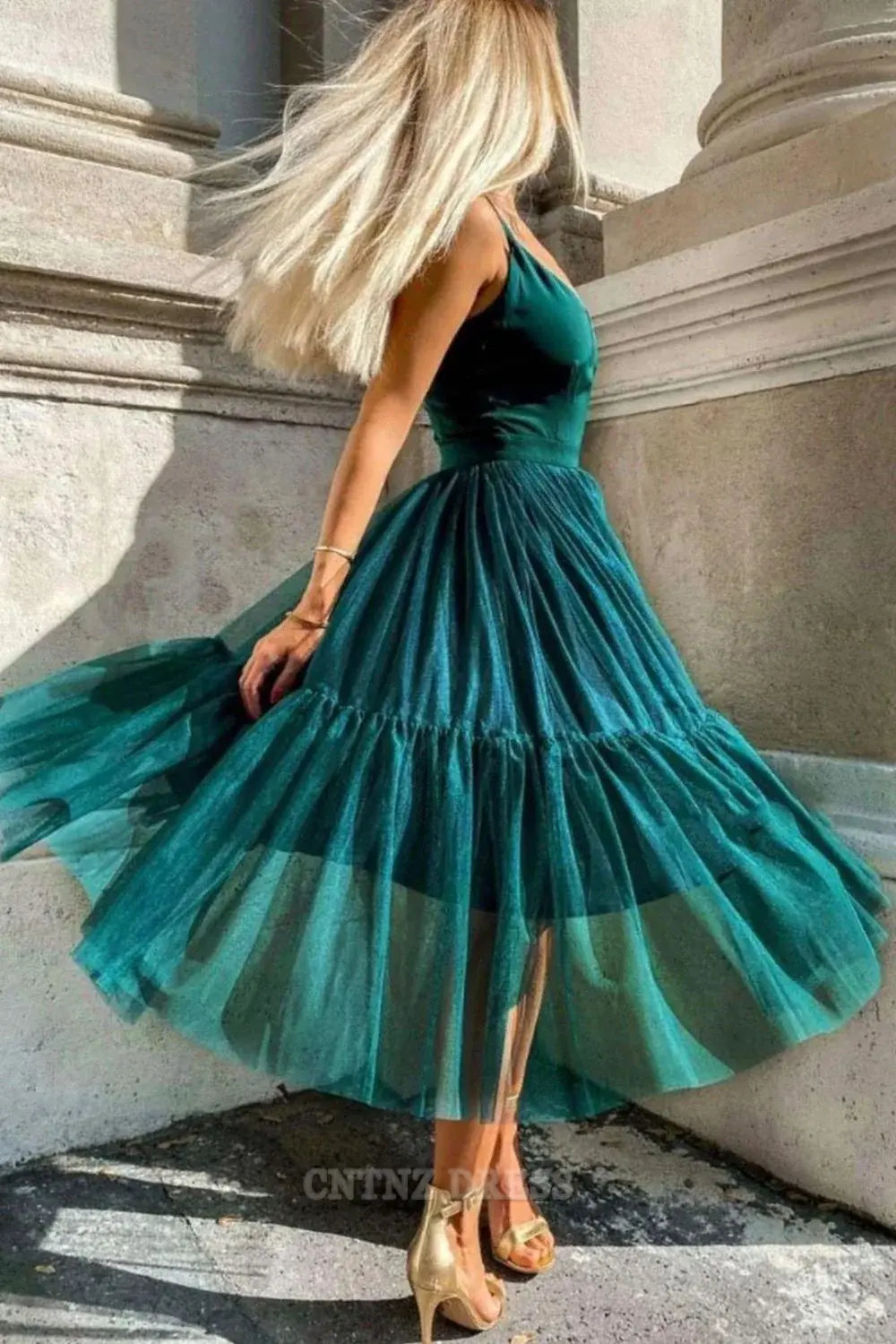 Wholesa A-line Charming V-neck Spaghetti Straps Homecoming Dress formal dresses Bridesmaid Dresses evening gown Prom Dress