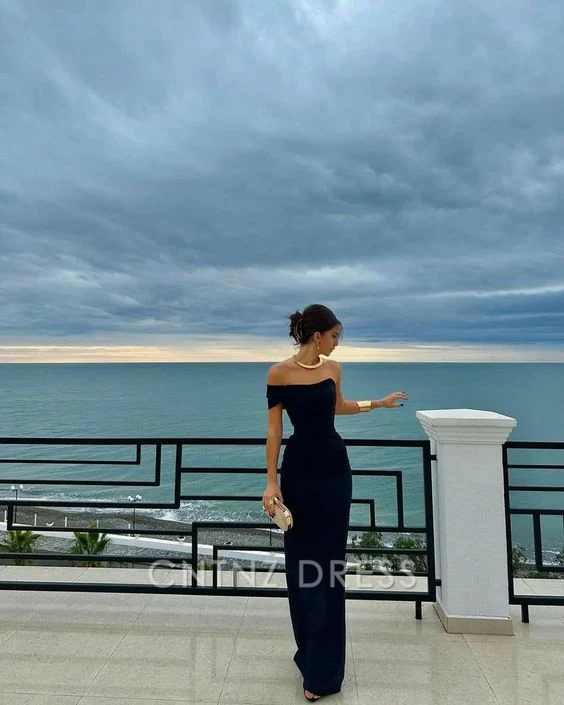 Wholesa Sheath One Shoulder Strapless Black Long formal dresses Bridesmaid Dresses evening gown Prom Dress