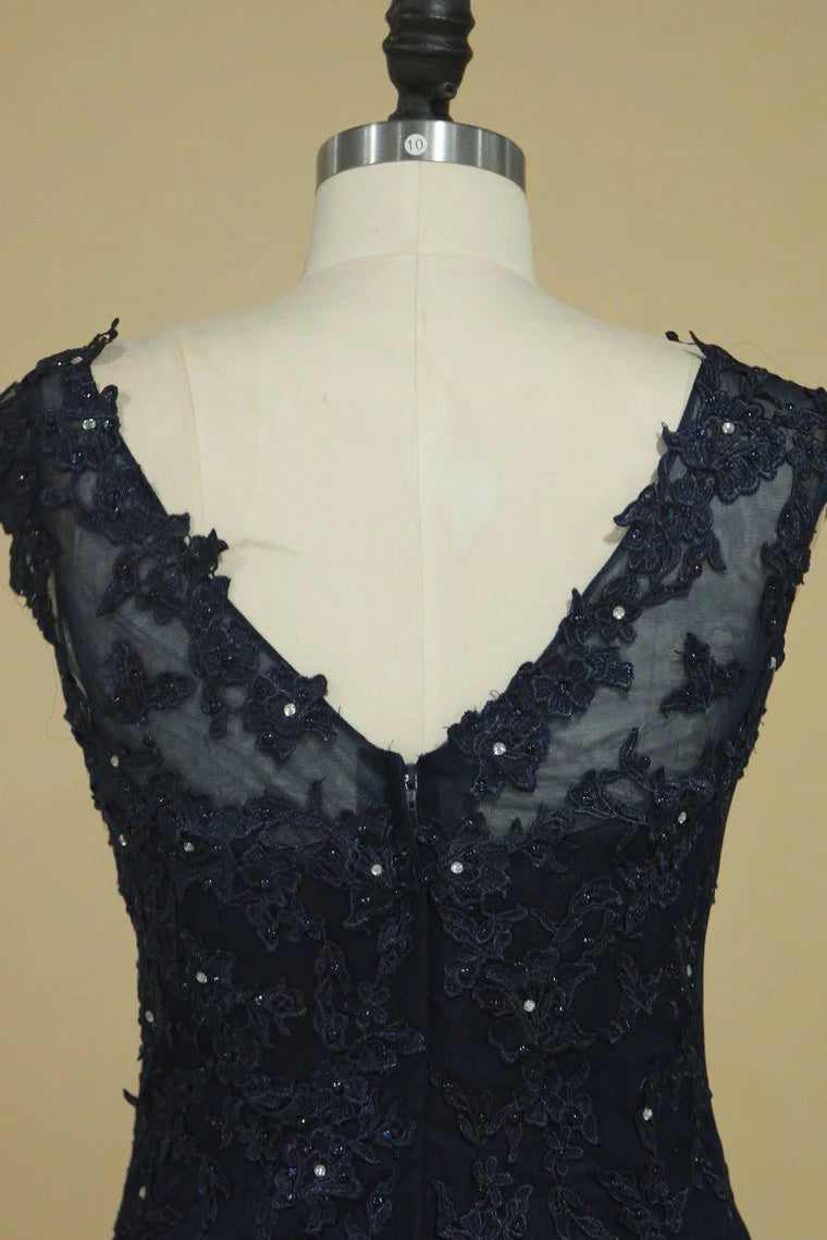 Wholesa Mermaid Scoop Tulle With Applique Beads Mother Of The Bride Dresses