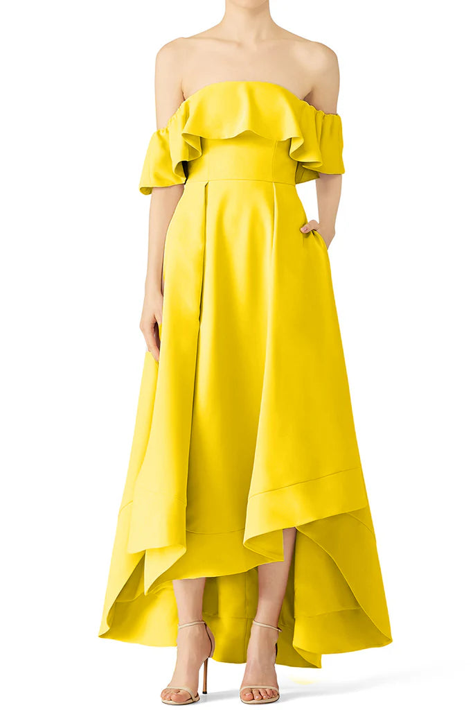 Wholesa Formal Off the Shoulder High Low Evening Gown Wedding Party Dress