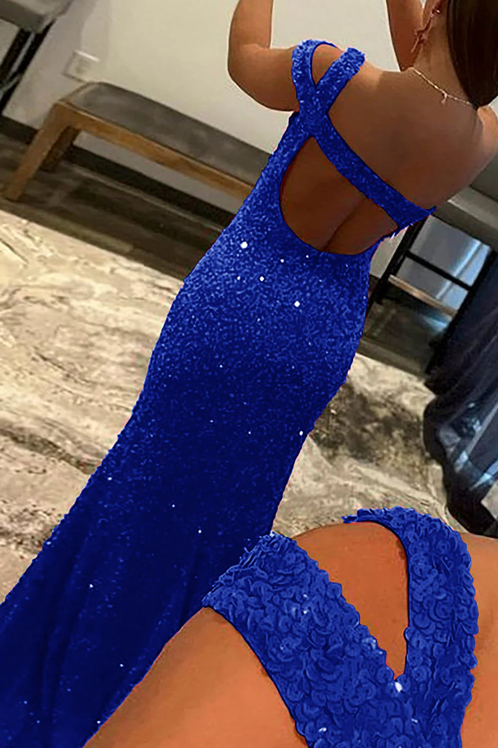 Wholesa  Mermaid One Shoulder Sequins Prom Dress