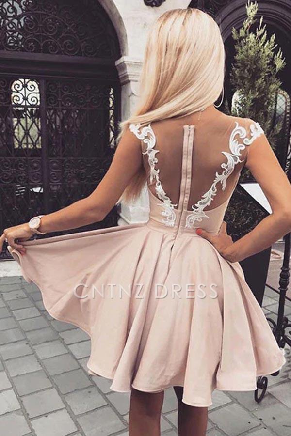 CNTNZ DRESS Hot Sale Short Prom Dress A-Line Ruches Lace Appliques Hot Selling Cute Homecoming Dress