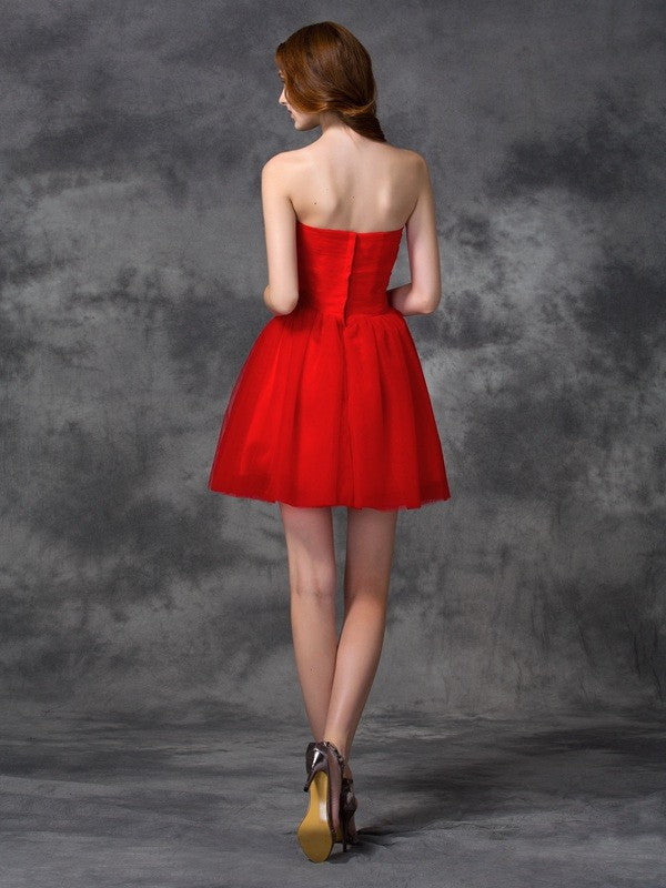 Wholesa  A-line/Princess Sweetheart Ruffles Sleeveless Short Net Cocktail Dresses