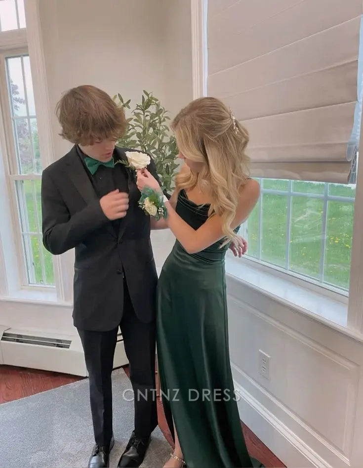 Wholesa Mermaid Simple Spaghetti Straps Green formal dresses Bridesmaid Dresses evening gown Prom Dress