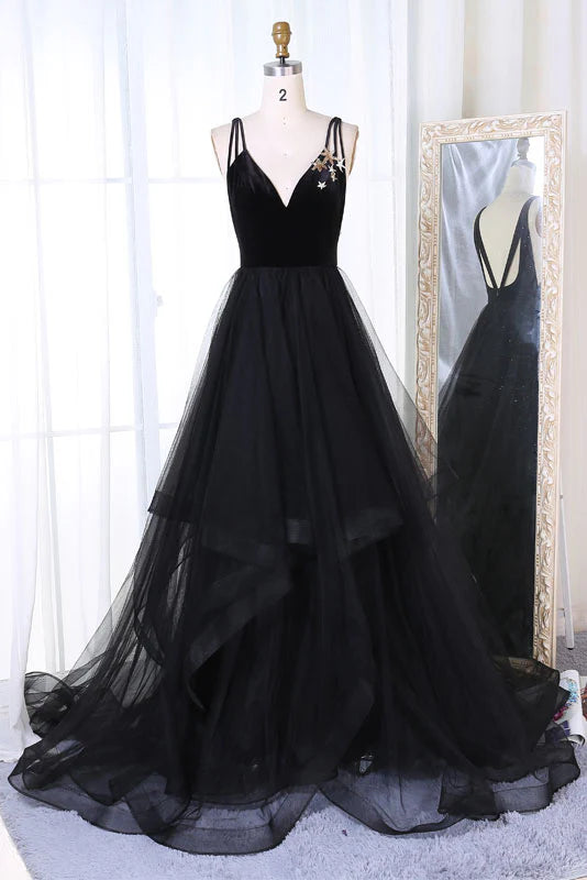 Wholesa Simple Tulle V Neck Long Prom Dress