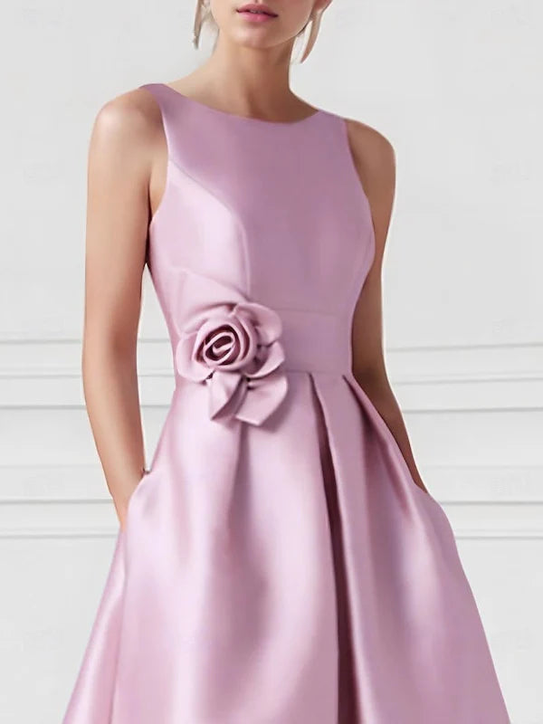 Wholesa A-Line Boat Neck Sleeveless Floor-Length Prom Dresses