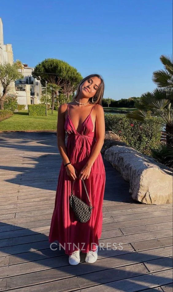 Wholesa A-line V Neck Spaghetti Straps Sexy formal dresses Bridesmaid Dresses evening gown Prom Dress