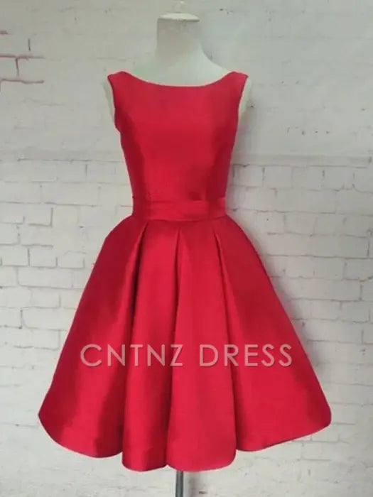 CNTNZ DRESS Hot Sale Short Prom Dress Elegant A-Line Satin Scoop Sleeveless Party Dress With Belt Homecoming Dress
