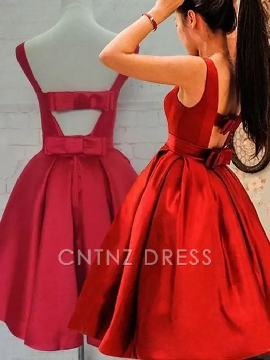 CNTNZ DRESS Hot Sale Short Prom Dress Elegant A-Line Satin Scoop Sleeveless Party Dress With Belt Homecoming Dress