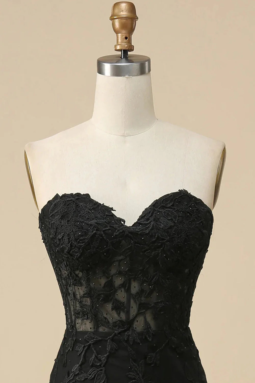 Wholesa Mermaid Corset Sweetheart Long Lace Prom Dress with Slit