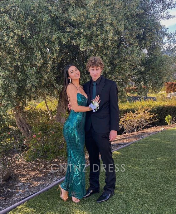 Wholesa Mermaid Charming Spaghetti Straps Green formal dresses Bridesmaid Dresses evening gown Prom Dress