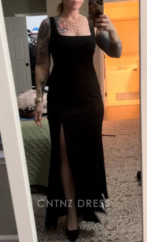 Wholesa Simple Square-Neck White Satin Side Slit Long formal dresses Bridesmaid Dresses evening gown Prom Dress