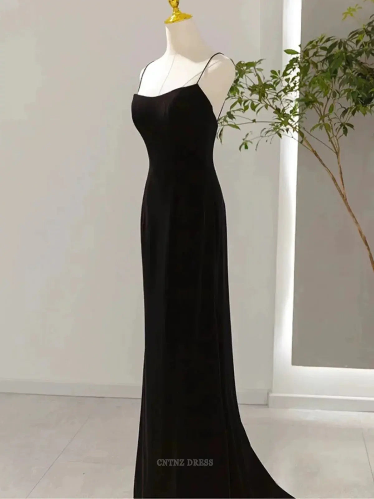 Wholesa Mermaid Spaghetti Straps Black Sexy Long formal dresses Bridesmaid Dresses evening gown Prom Dress