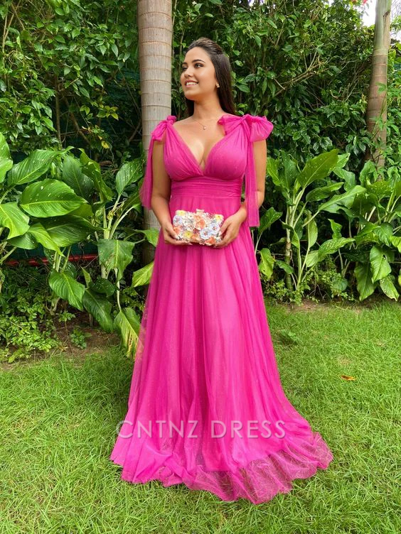 Wholesa A-line Deep V Neck formal dresses Bridesmaid Dresses evening gown Prom Dress