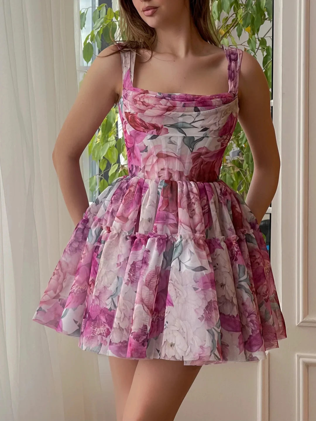 Wholesa A-Line Off-The-Shoulder Sleeveless Mini Prom Dress