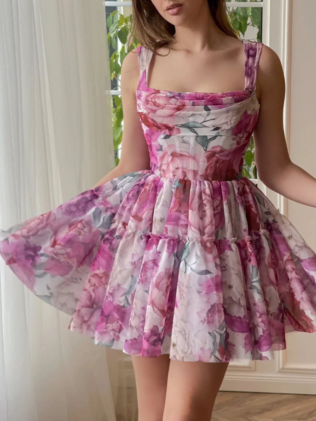 Wholesa A-Line Off-The-Shoulder Sleeveless Mini Prom Dress