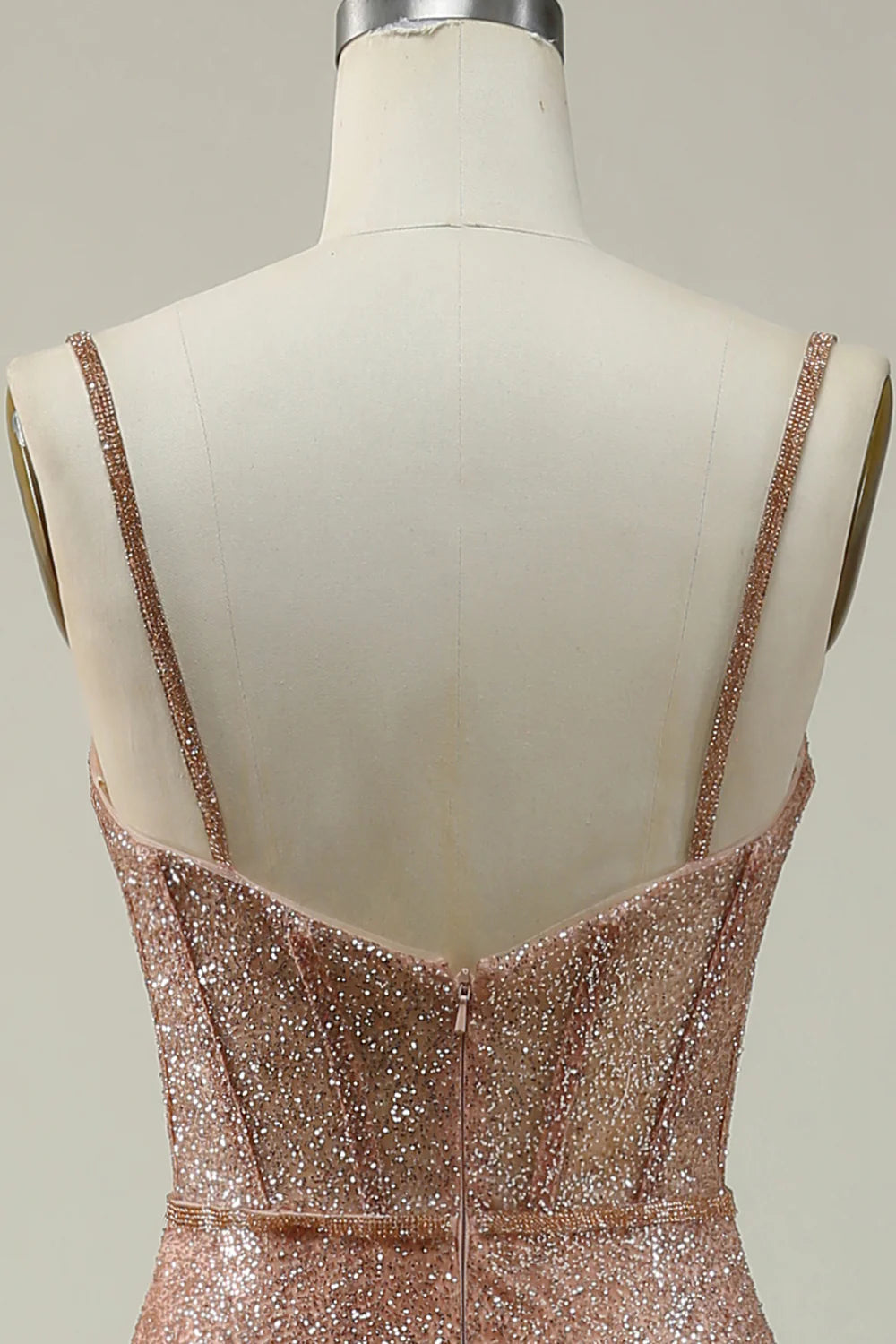 Wholesa Mermaid Sparkly Spaghetti Straps Corset Prom Dress