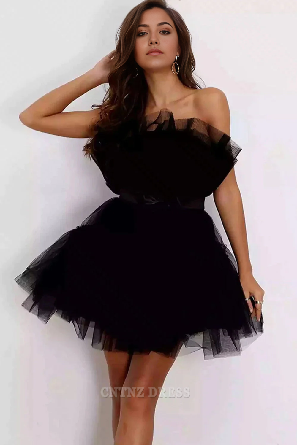 Wholesa A Line Strapless Short Tulle Homecoming Dress formal dresses Bridesmaid Dresses evening gown Prom Dress