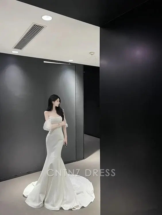 Wholesa Mermaid Simple Strapless formal dresses Bridesmaid Dresses evening gown Prom Dress