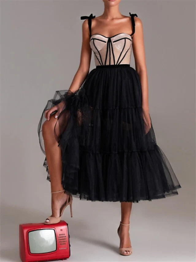 Wholesa A-Line Tea Length Sweetheart Spaghetti Straps Cocktail Dresses