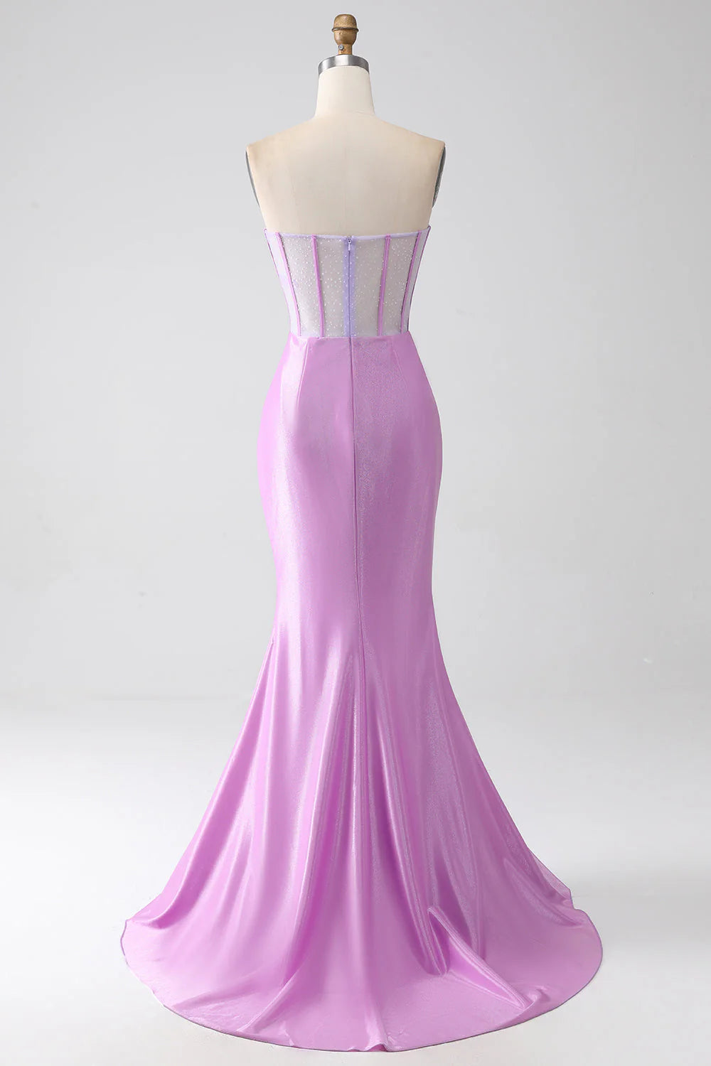 Wholesa Mermaid Strapless Corset Prom Dress with Slit