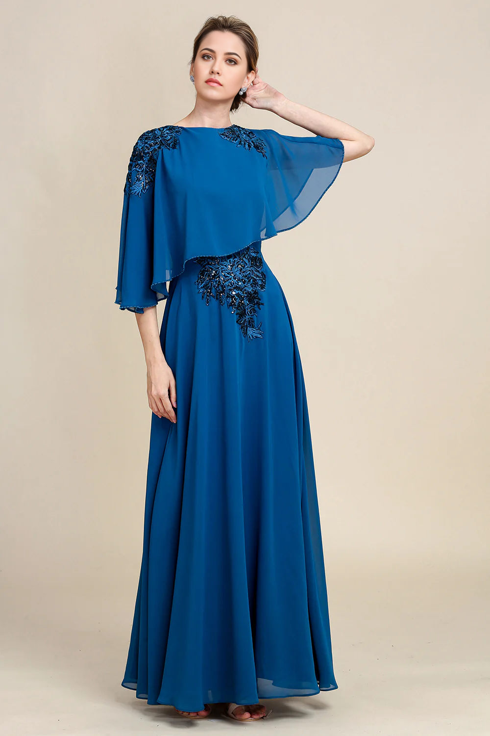Wholesa A-line Chiffon Mother of the Bride Dress with Lace