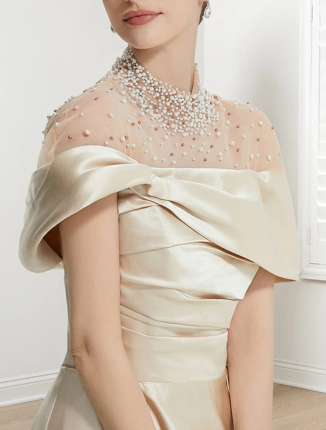 Wholesa A-Line High Neck Floor-Length Prom Dresses