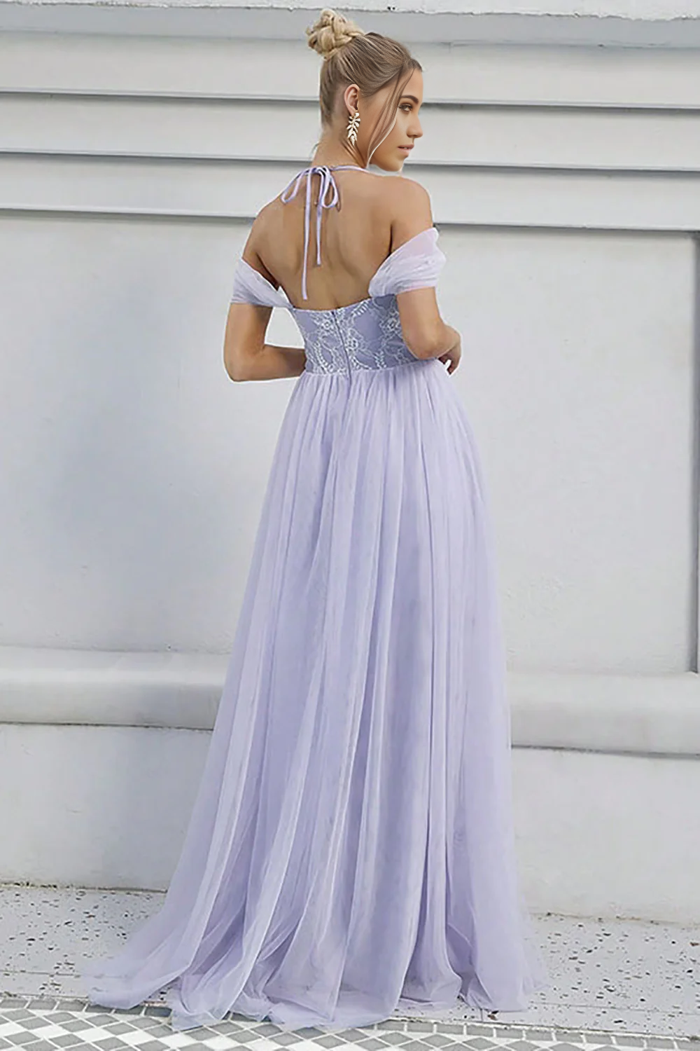 Wholesa A-Line Tulle Long Formal Dress Prom Dresses