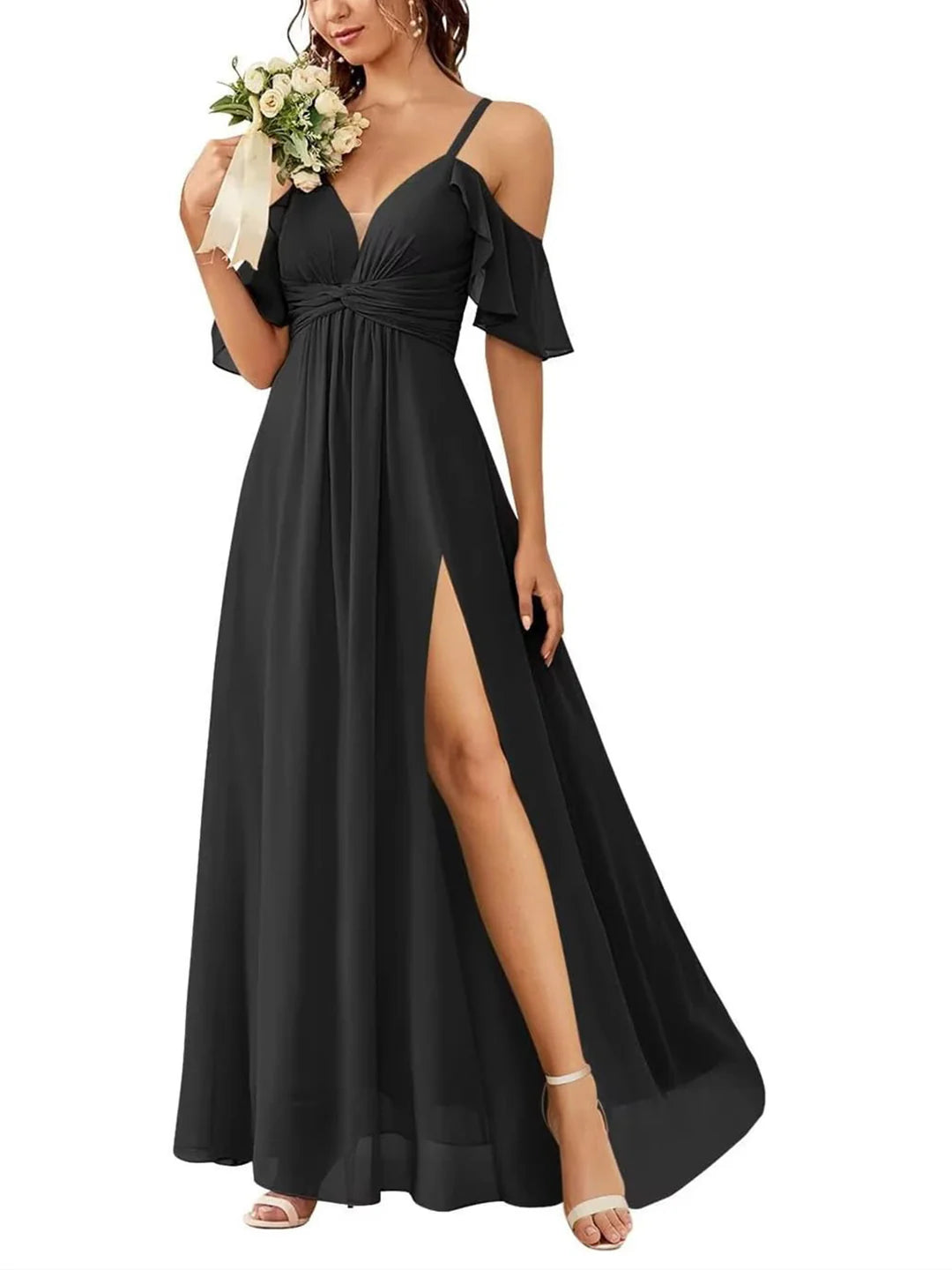 Wholesa A Line Off-The-Shoulder Floor-Length Bridesmaid Dresses