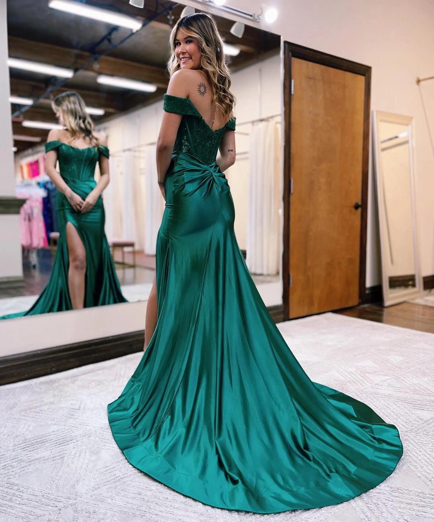 Wholesa Mermaid Off The Shoulder Train Long Prom Dresses