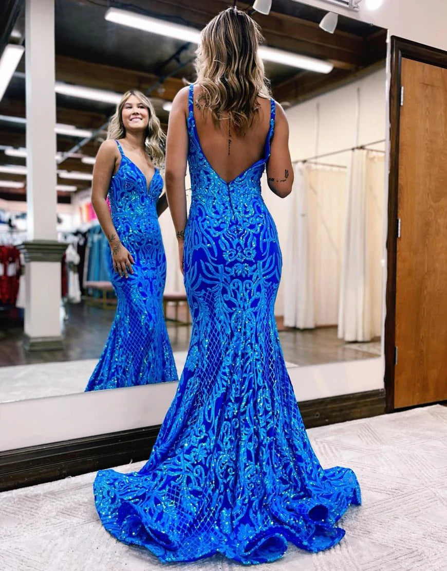 Wholesa Mermaid V Neck Prom Dress