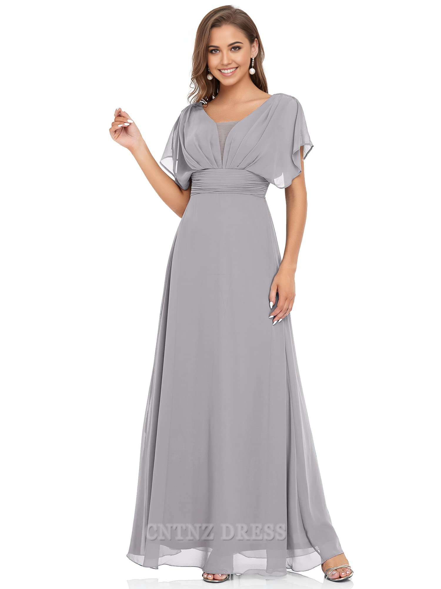 Wholesa Elegant V-Neck Chiffon formal dresses Bridesmaid Dresses evening gown Prom Dress