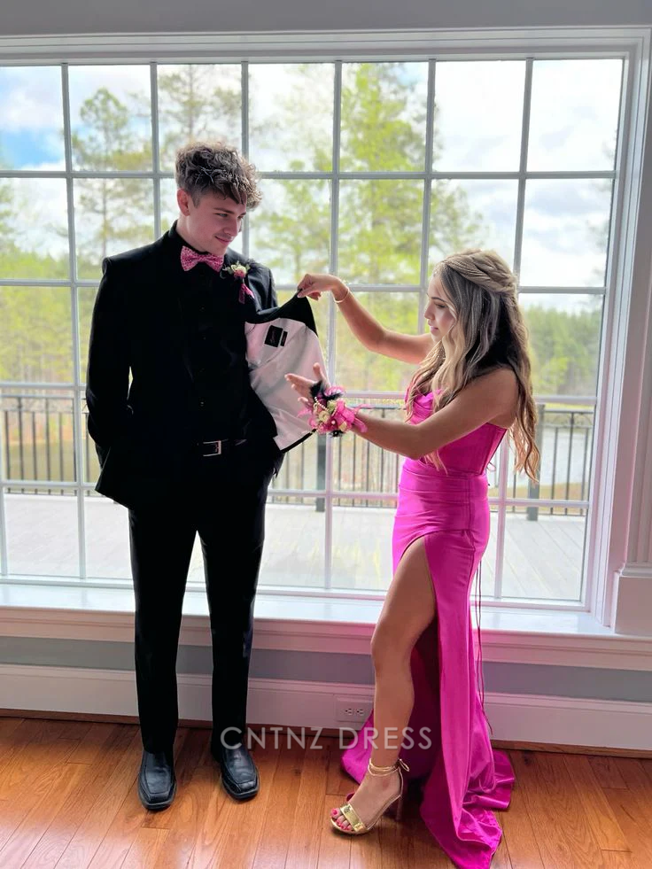 Wholesa Mermaid Sweetheart Corset Satin Sweep Train Formal Dresses Bridesmaid Dresses evening gown Prom Dress