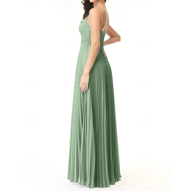 Wholesa A-Line V Neck Spaghetti Straps Bridesmaid Dresses