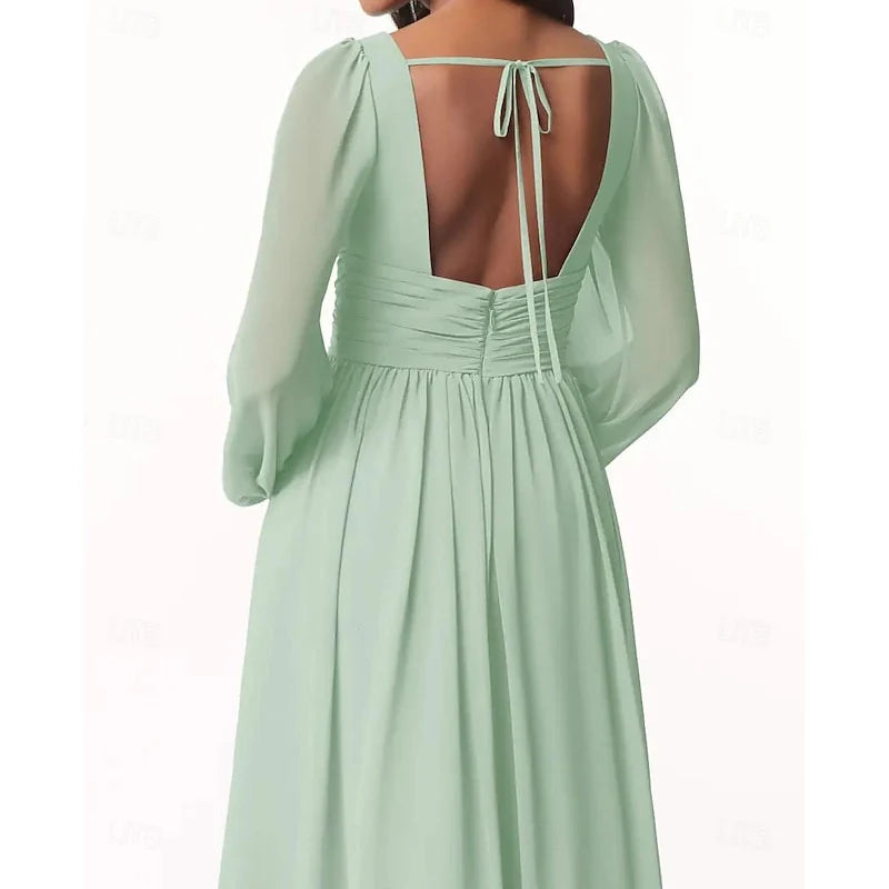 Wholesa A-Line Neck Long Sleeves Bridesmaid Dresses