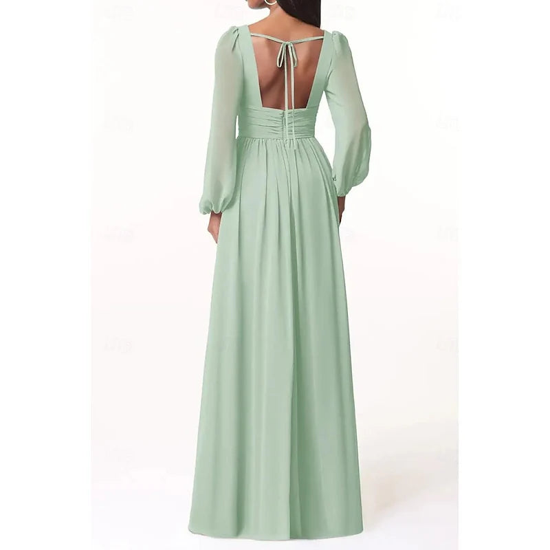Wholesa A-Line Neck Long Sleeves Bridesmaid Dresses