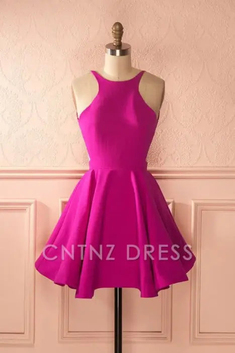 CNTNZ DRESS Hot Sale Short Prom Dress A-line Open Back Ruched Sleeveless Simple Homecoming Dress
