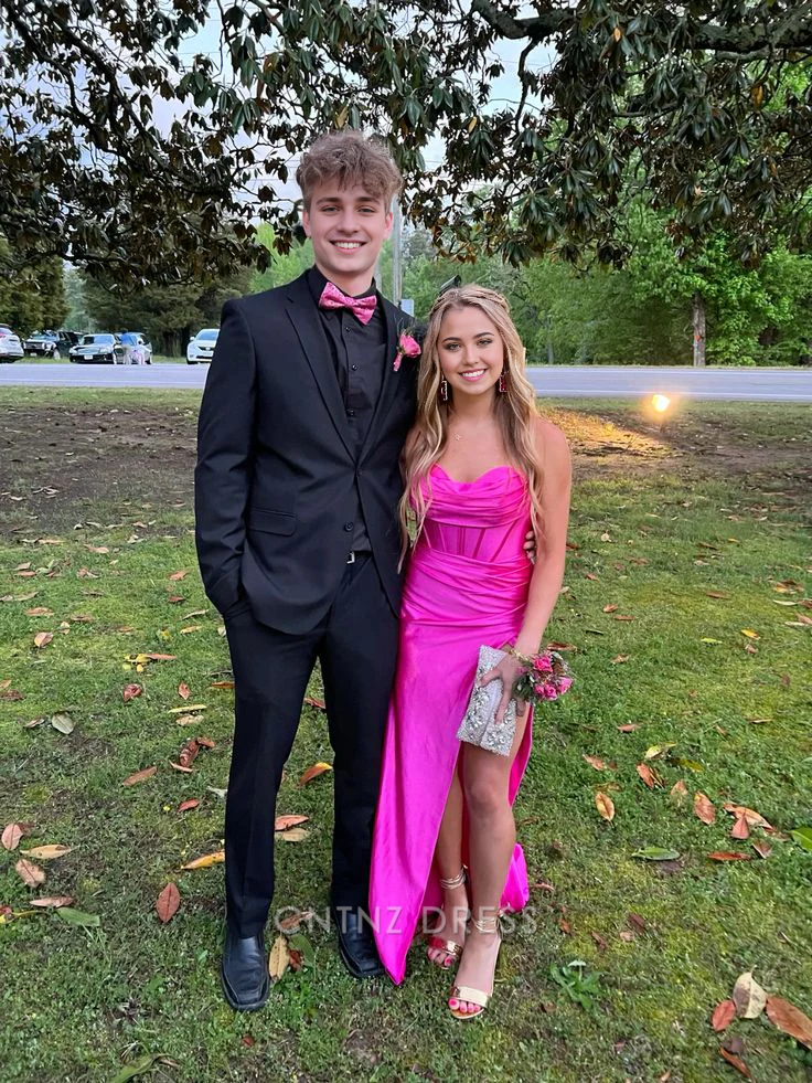 Wholesa Mermaid Sweetheart Corset Satin Sweep Train Formal Dresses Bridesmaid Dresses evening gown Prom Dress