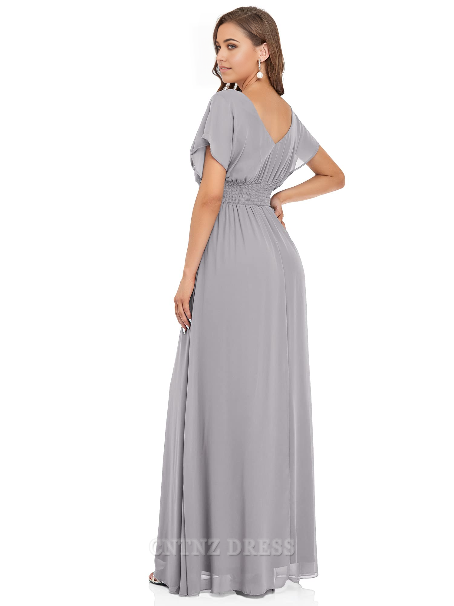 Wholesa Elegant V-Neck Chiffon formal dresses Bridesmaid Dresses evening gown Prom Dress